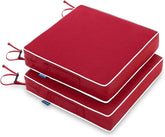 MIULEE 17 x 16 x 2 Outdoor Chair Cushions,Waterproof Seat Cushions with Adjustable Straps,Set of 2 Patio Chair Cushions for Patio Furniture Garden,Red - Miulee